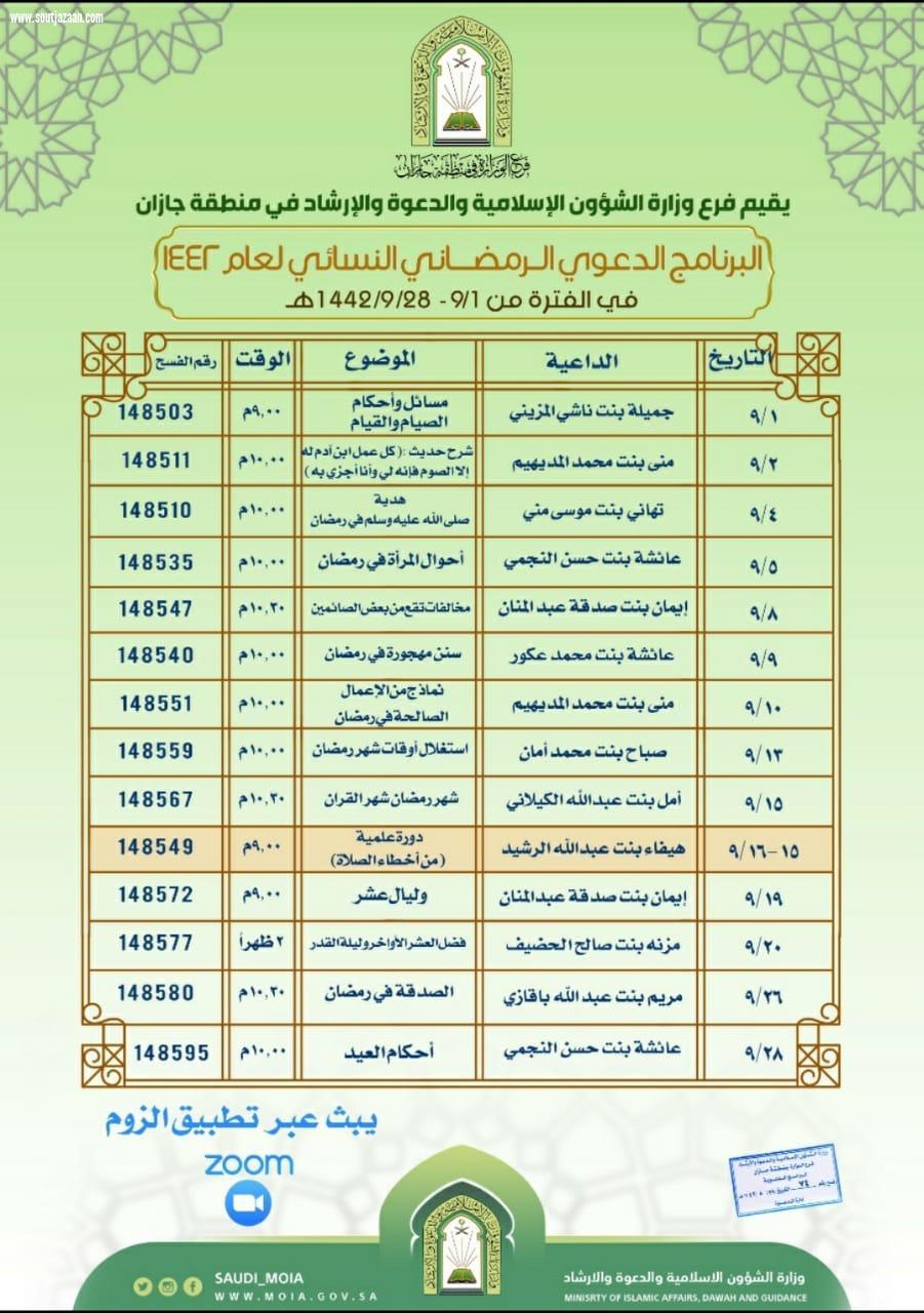الشؤون الإسلامية بجازان تنظم كلمات دعوية عن بعد