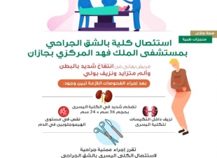 استئصال كلية بالشق الجراحي بمستشفى الملك فهد المركزي بجازان