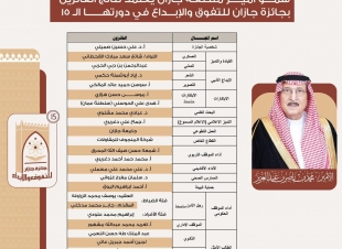 سمو أمير منطقة جازان يعتمد نتائج الفائزين بجائزة جازان للتفوق والإبداع في دورتها الـ 15