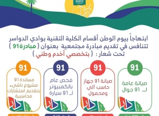 الكلية التقنية في وادي الدواسر تطلق مبادرة 91 لخدمة المجتمع